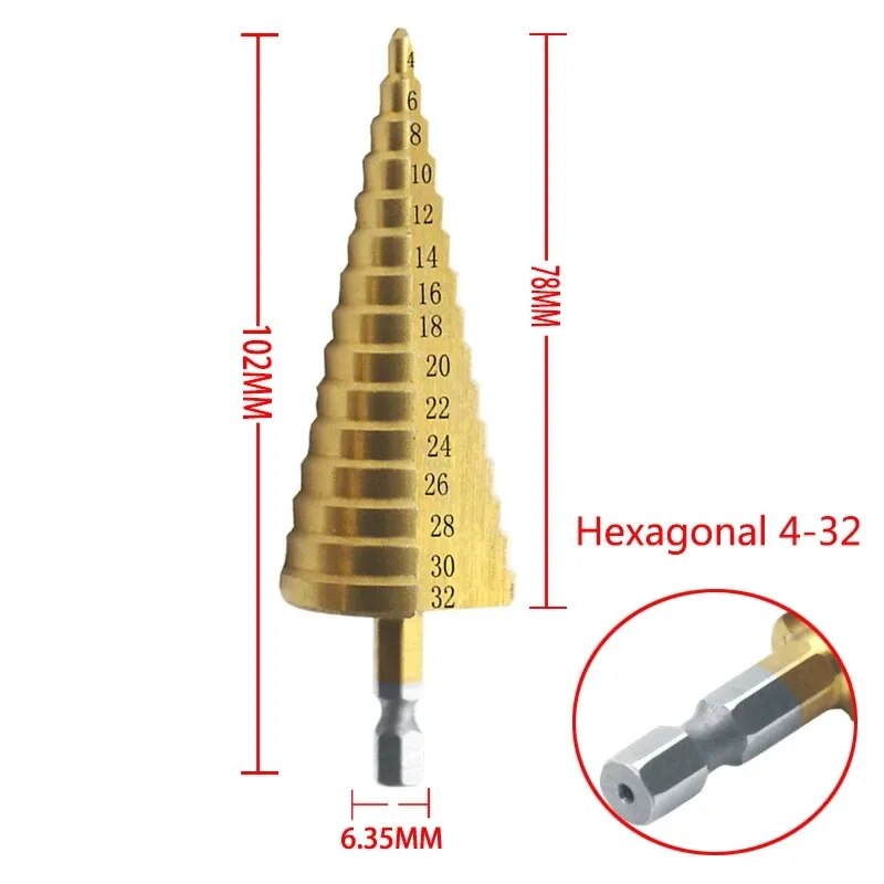 New 4-12mm 4-20mm 4-32mm HSS Drilling Power Tools Metal High Speed Steel Wood Hole Cutter Cone Drill Bits Tools Set 2022 2023