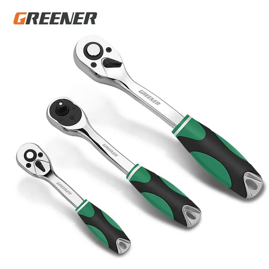 GREENER 1/2"Ratchet Wrench 1/4" 3/8" Torque Wrenches Repair Tools For Vehicle Bicycle Bike Socket Wrench Kit Fast Power Tool Set