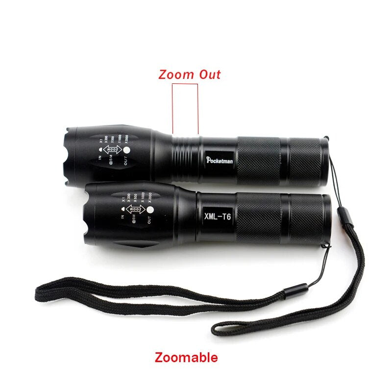 Led flashlight 5000LM Ultra Bright Waterproof Torch T6/L2/V6 Camping lights 5 Modes Zoomable Light with 18650 battery charger