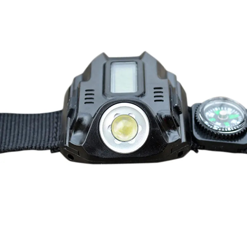 Waterproof LED Tactical Display Rechargeable Wrist Watch Flashlight Multi Tools Outdoor Lighting For Outdoor Camping Hunting