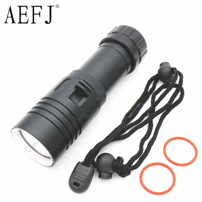 Waterproof IPX8 Diving Flashlight XM-L2 Yellow White LED Torch Dive Underwater 80M Lamp Light Camping use 26650 18650 Battery
