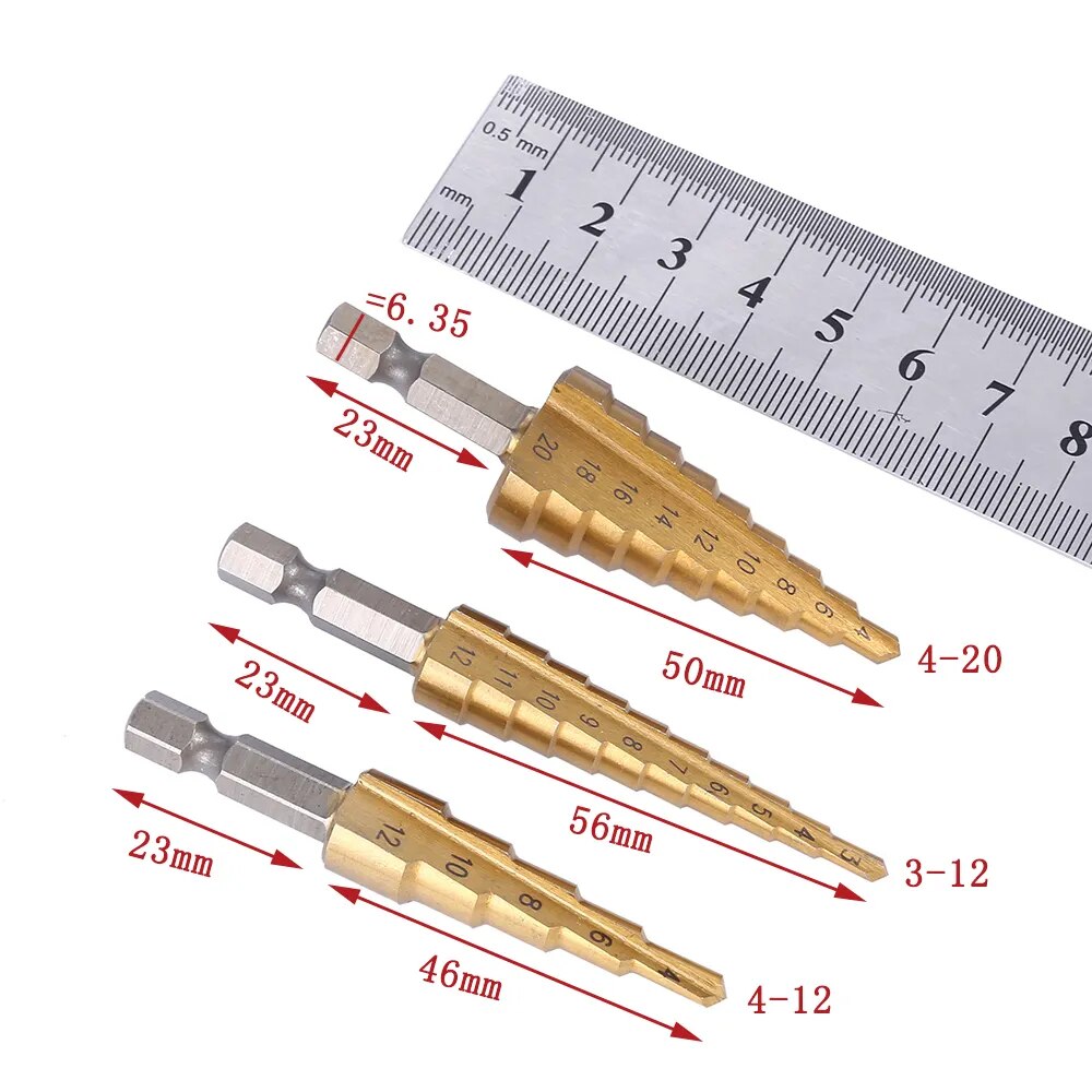 New 4-12mm 4-20mm 4-32mm HSS Drilling Power Tools Metal High Speed Steel Wood Hole Cutter Cone Drill Bits Tools Set 2022 2023