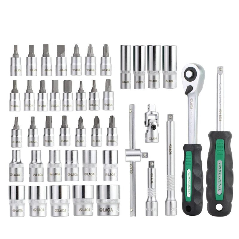 LAOA Socket Ratchet Wrenches Set Wrench Tools Kit Vehicle Car Repair Automobile Maintenance Repairing Box