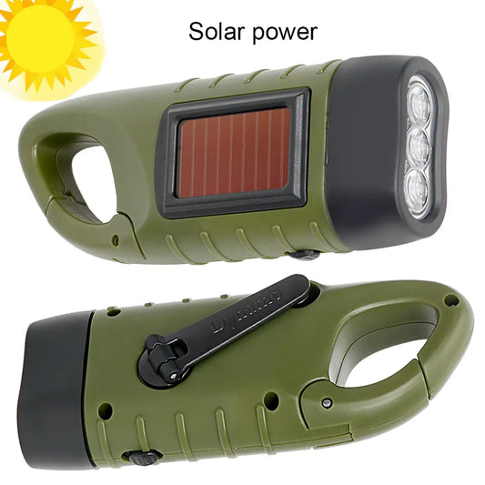 Portable LED Flashlight Hand Crank Dynamo Torch Lantern Professional Solar Power Tent Light for Outdoor Camping Mountaineering