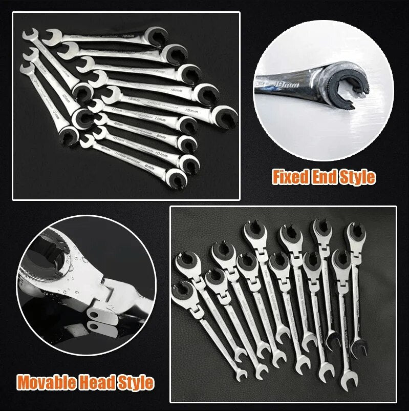 Tubing Ratchet Wrench Ratchet Quick Wrench High-grade Automatic Industrial-grade Opening Plum 72 Gear Fast Multi-size Household