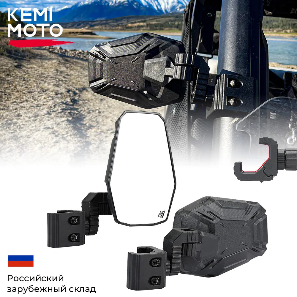 UTV Pro-Fit Cage Side Rearview Mirror Compatible with Polaris Ranger 500 XP 900 General 1000 For Can-Am Maverick Trail Defender