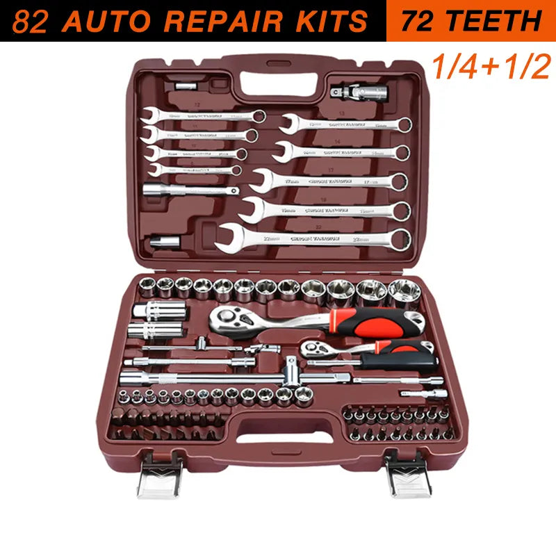 Socket Set Universal Car Repair Tool Ratchet Set Torque Wrench Combination Bit A Set of Keys Multifunction DIY Toos car tools