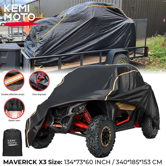 2 Doors UTV 210D Oxford Cloth Protect Utility Vehicle Storage Cover from Rain Dirt Rays-Reflective for Can Am Maverick X3