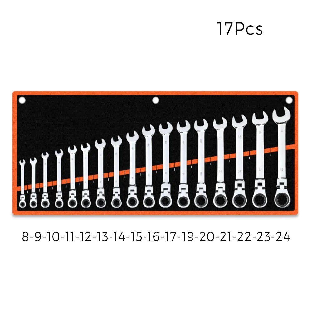 Binoax 72 Teeth Spanner Ratchet Wrench Set 8-24MM Metric Multitool Keys Combination Torque Wrench Tool Set Fix/Flexible Head
