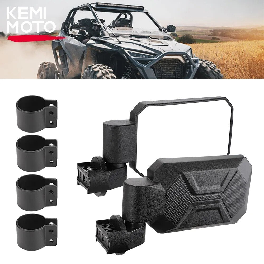 KEMIMOTO 1.6-2" UTV Side Rearview Mirror Compatible with Polaris RZR 1000 XP Ranger for Can-am X3 for CF Moto for John Deere