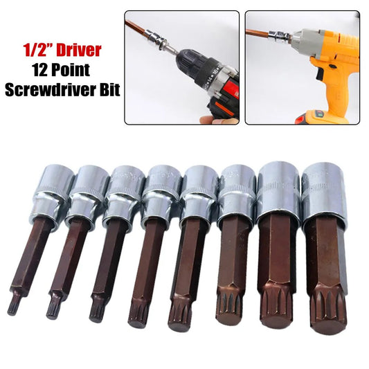 1/2'' Socket Adapter 12 Point Screwdriver Bit For 1/2'' Electric Ratchet Wrench Home DIY Auto Parts Repair M5 M6 M8 M10/12 M14