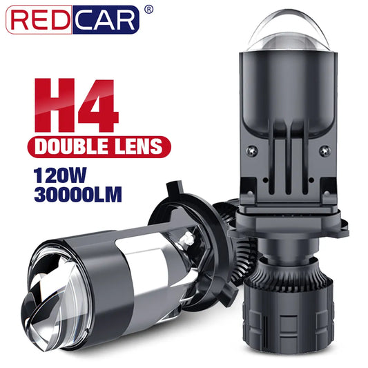 120W 30000LM Auto Lamp Mini Lens LED H4 9003 HIB2 Bulbs Headlight Car Motorcycle Dual Projector Len LED Automotive Moto 12V 24V