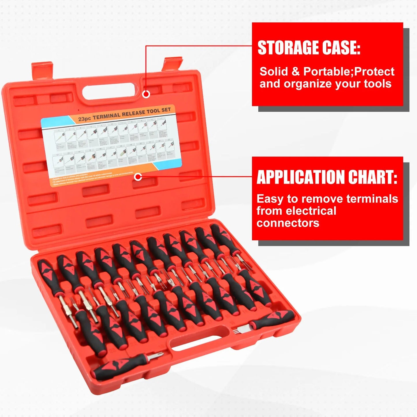 Heavy 23Pcs Car Terminal Removal Repair Tools Electrical Wiring Crimp Connector Pin Extractor Kit Keys Automotive Plug Pullers