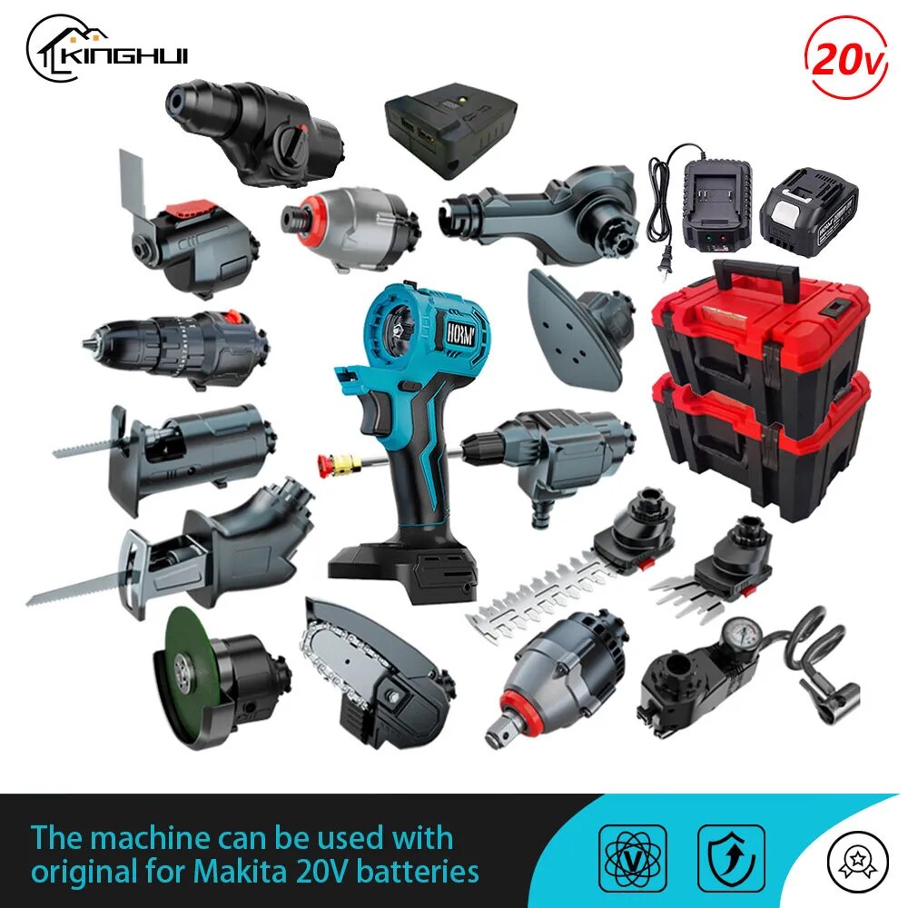 Brushless Oscillating Multi-Tools Cordless Electric Universal Tool Set Drill /Saw/Trimmer/Cutting Machine Working Power Tool