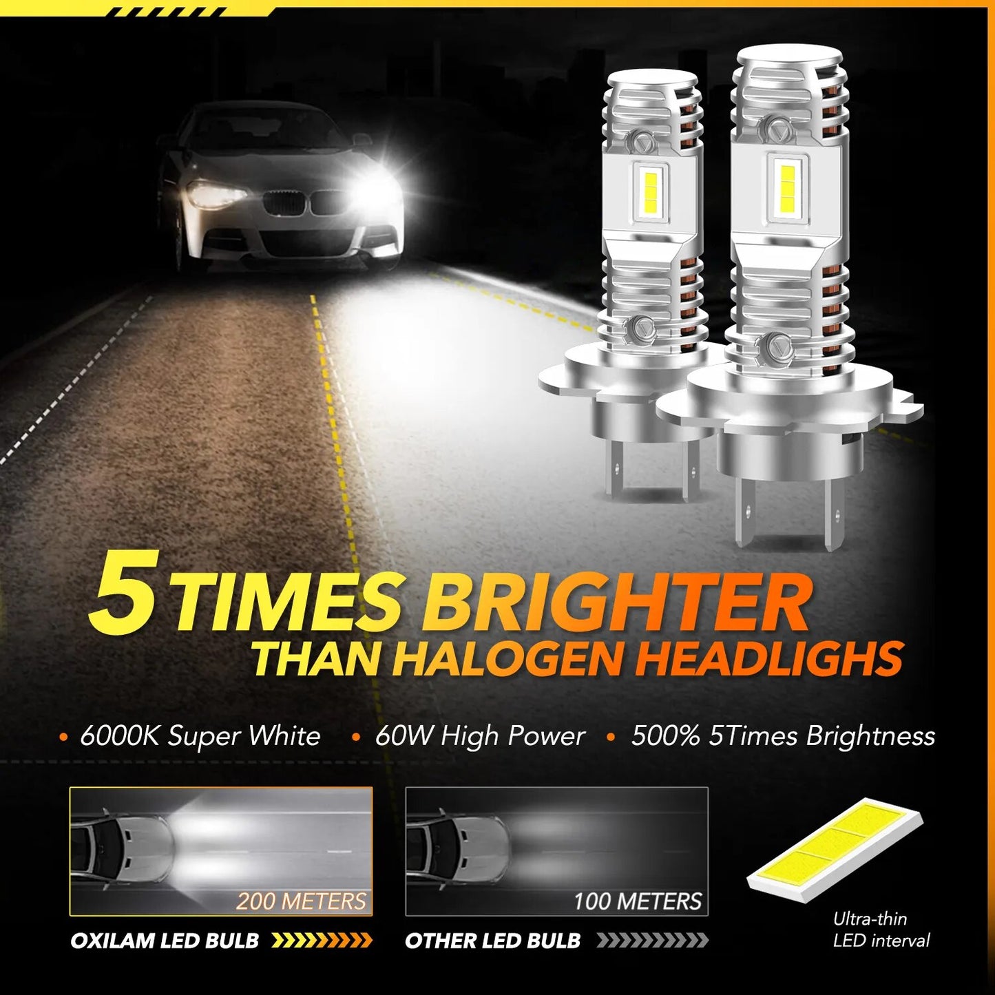 2Pcs 16000Lm H4 H7 LED Lamps Wireless H8 H11 Car Headlight Head Lights 9005 HB3 LED Bulb Headlamp for Automotive 12V 6000K White
